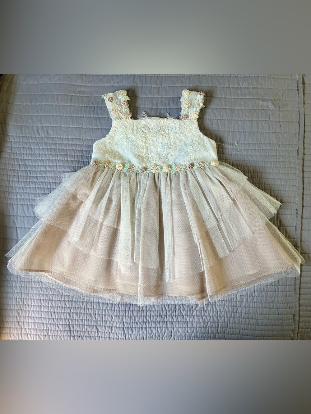 NWOT Rare Editions Ivory Lace & Tulle Baby Dress Size 2T